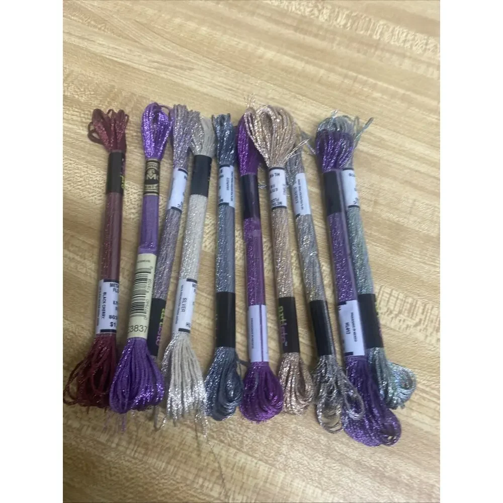 Lot Of 10 Artiste Embroidery Thread Floss New Glitter Metalic Multicolor Pack